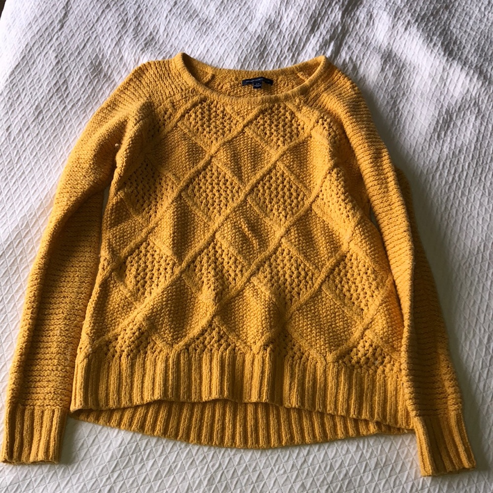 American Eagle Yellow Cable Knit Sweater
